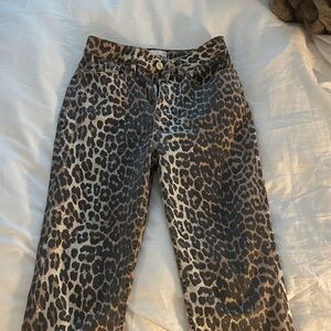 Ganni Brown Leopard Betzy Cropped Jeans size 25
